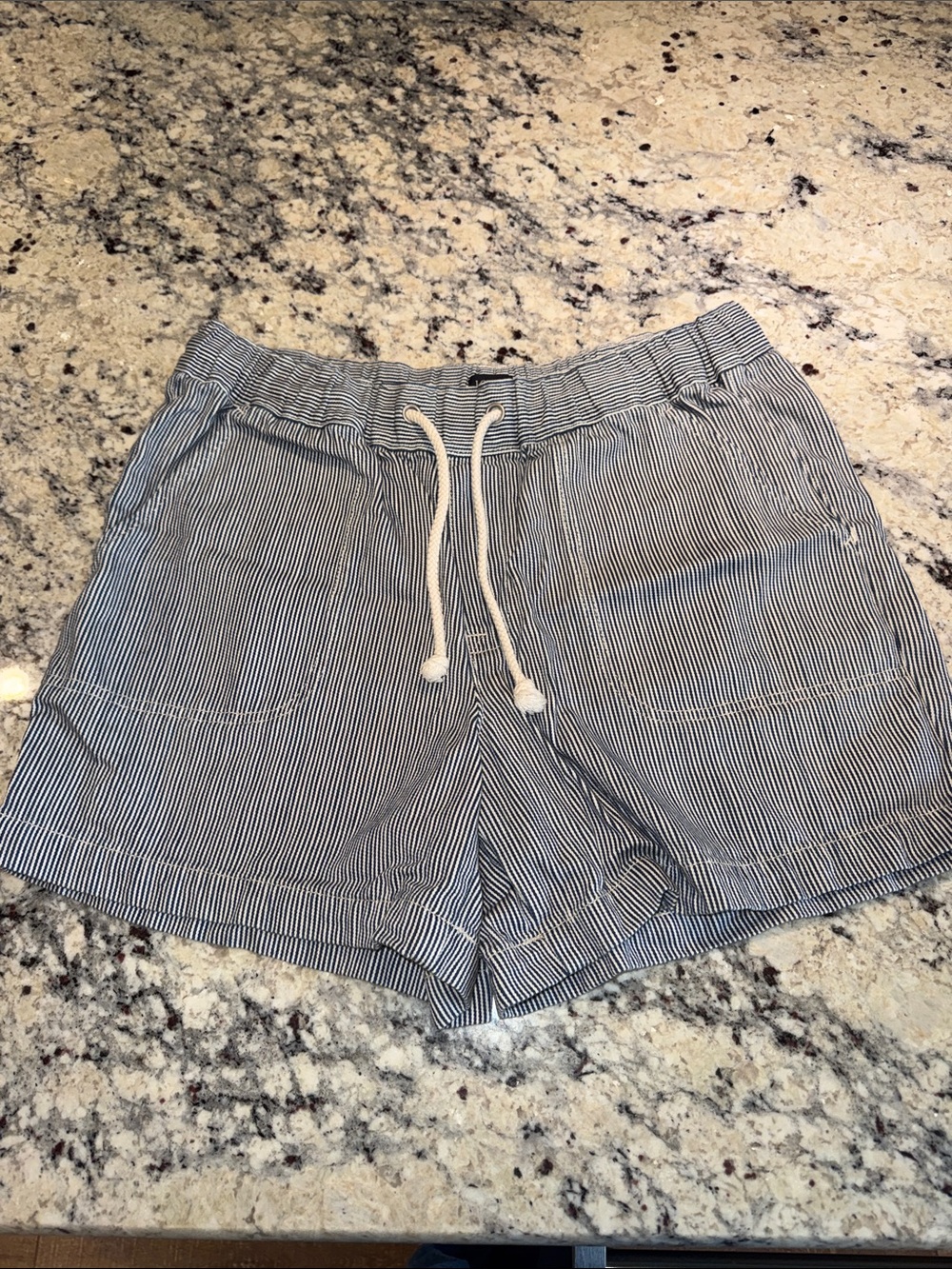 J, Crew Striped Drawstring Women's Shorts - Navy/White